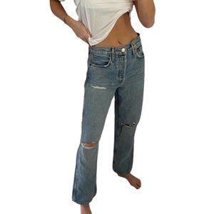 RE/DONE X Levis Straight Leg Distressed Jeans